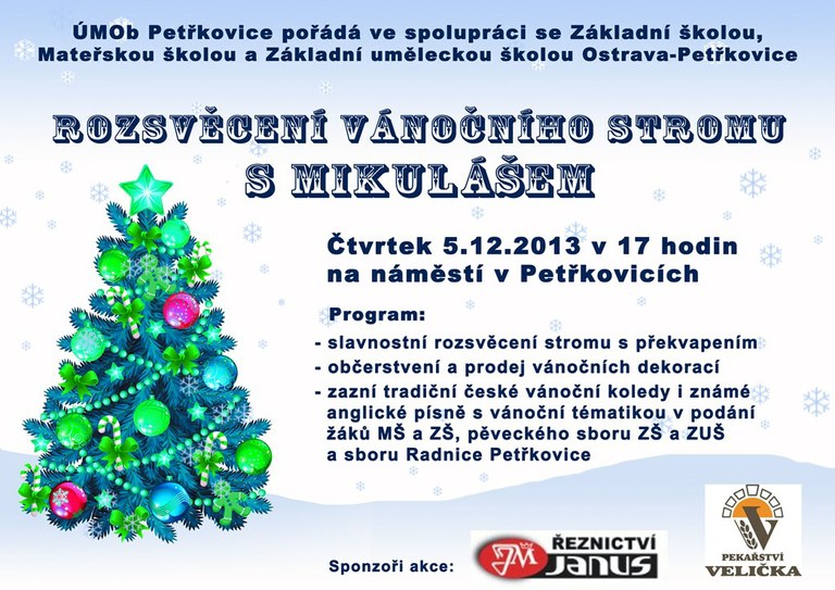 Rozsvěcení vánočního stromu s Mikulášem